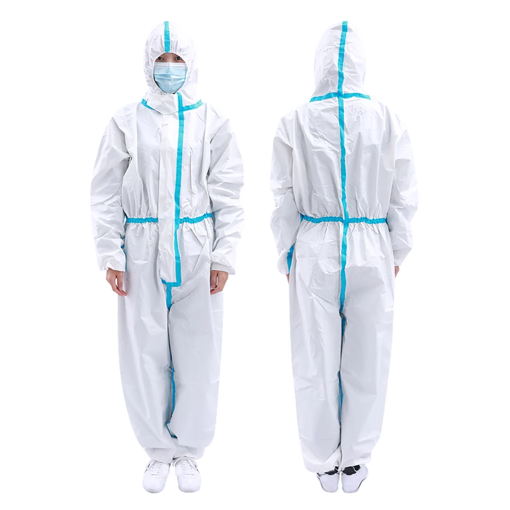 Body protection pp+pe microporous laminate 60gsm safety suits Type 5 6 Disposable safety work overalls for hospital doctors