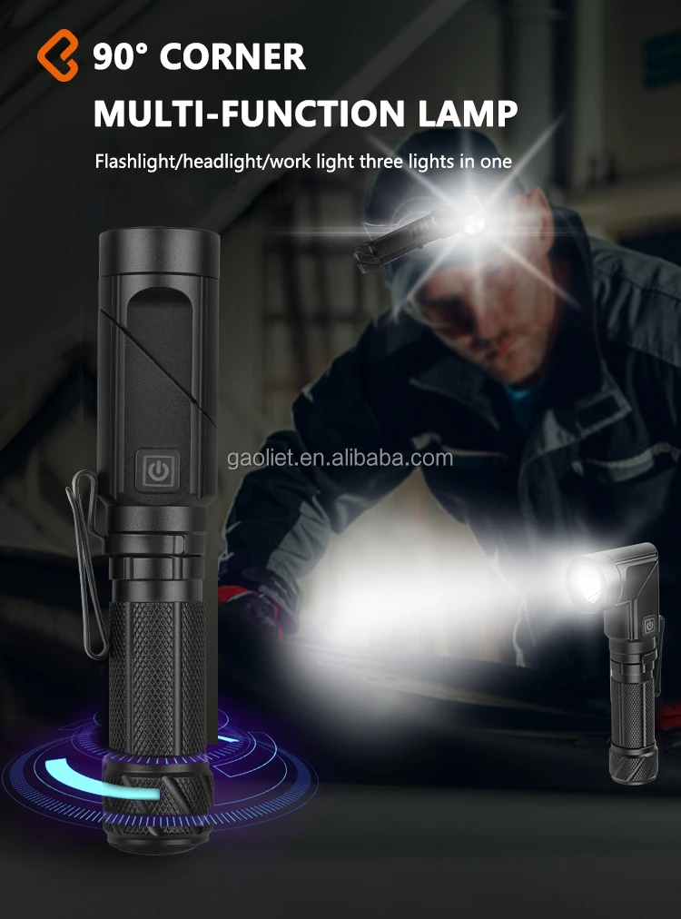 Super Bright Flashlight Zoomable USB Rechargeable LED Torch with magnet Multipurpose work light with pen clip mini headlamp