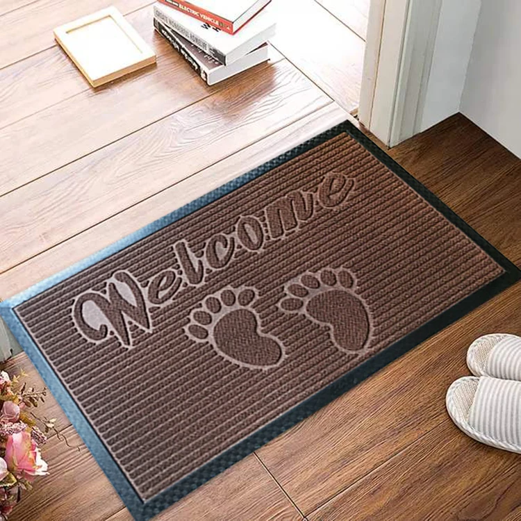 Embossed Velour Polyester Floor Mat Rubber Doormat