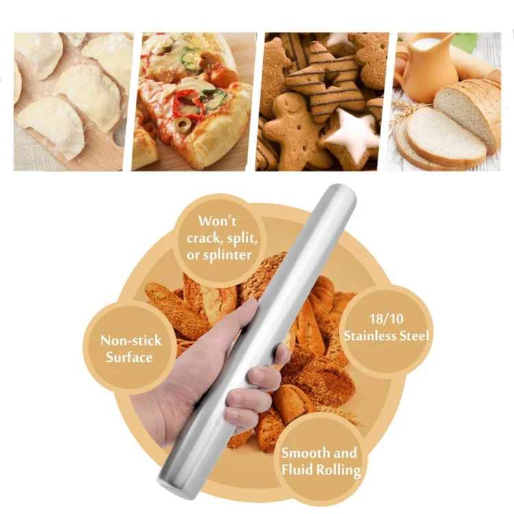 backing tools Rolling Stick  Dough  Rolling Pin kitchen Stainless Steel Rolling Pin