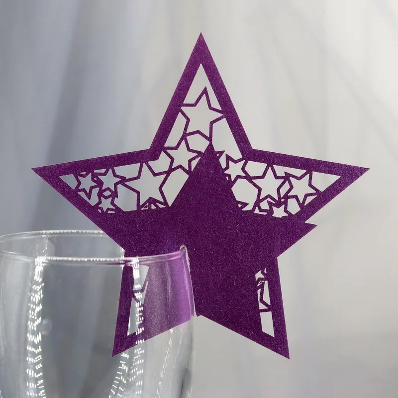 Star Laser Cut Table Name Card Place Cards For Wine Glass Wedding Paper Party Supplies Decoration