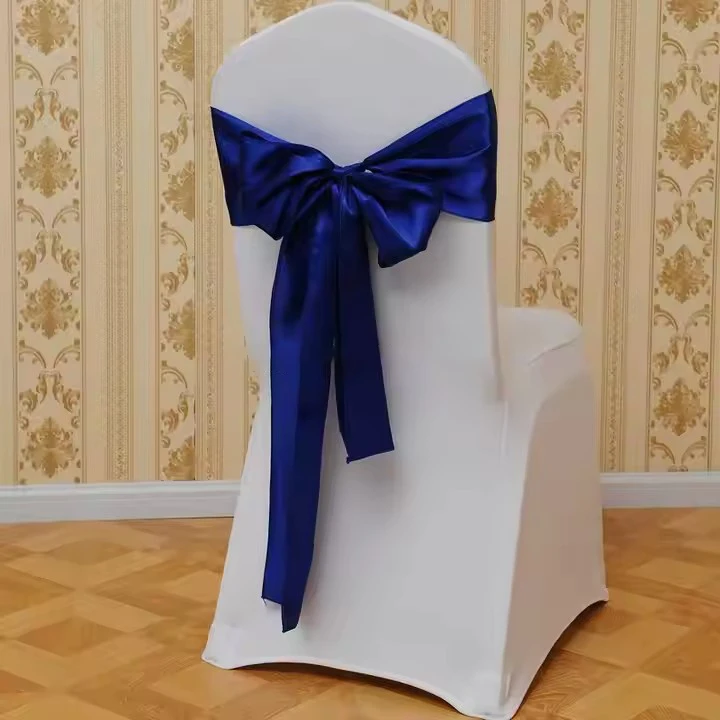LGS003-6 wholesale hotel decoration chair sashes Royal blue satin chair sashes for wedding