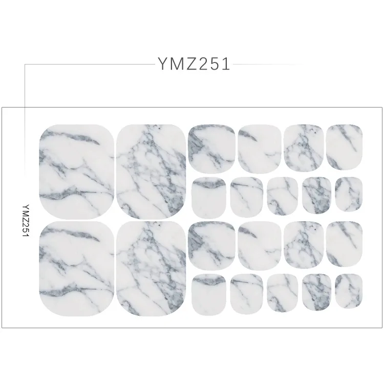 Wholesale toe nail sticker Glossy matte lamination nail strips sticker Marble Print Full Wraps Toenail Polish Stickers