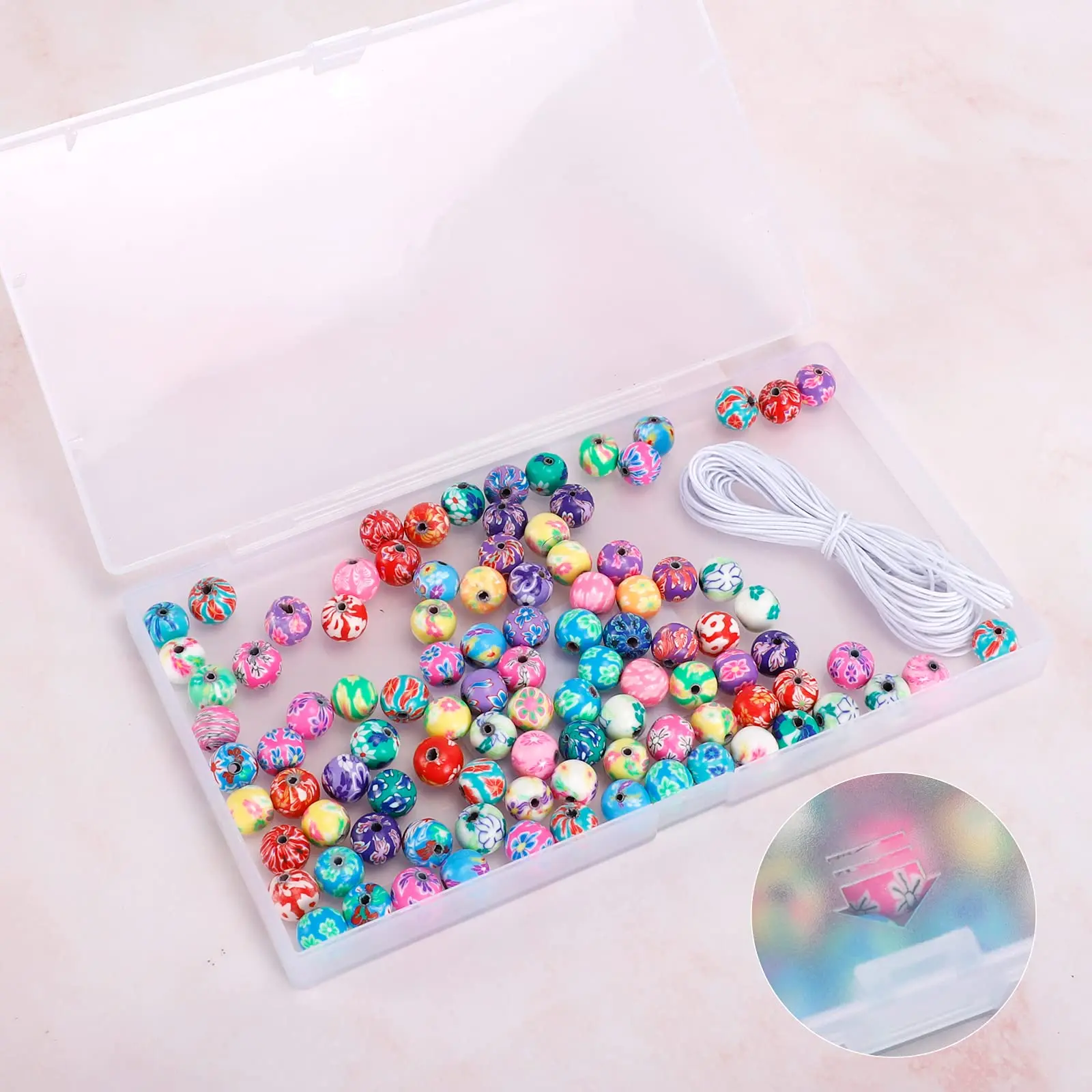 10mm Colorful Round Polymer Clay Beads Assorted Pattern Loose Beads Handmade Clay Beads For Bracelet Making Kit