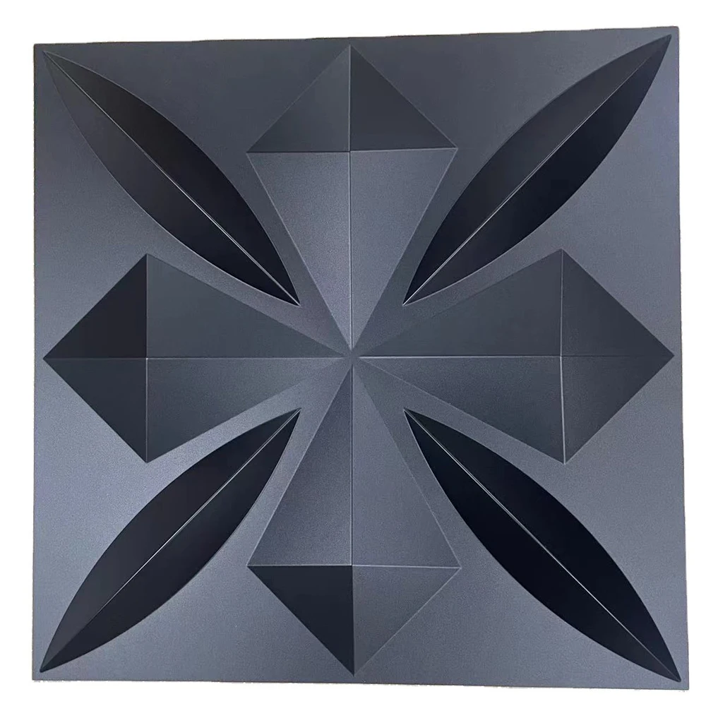 Hot selling PVC material wall panel sticker waterproof decoration 3d wall panels dark  wood coating 50*50cm