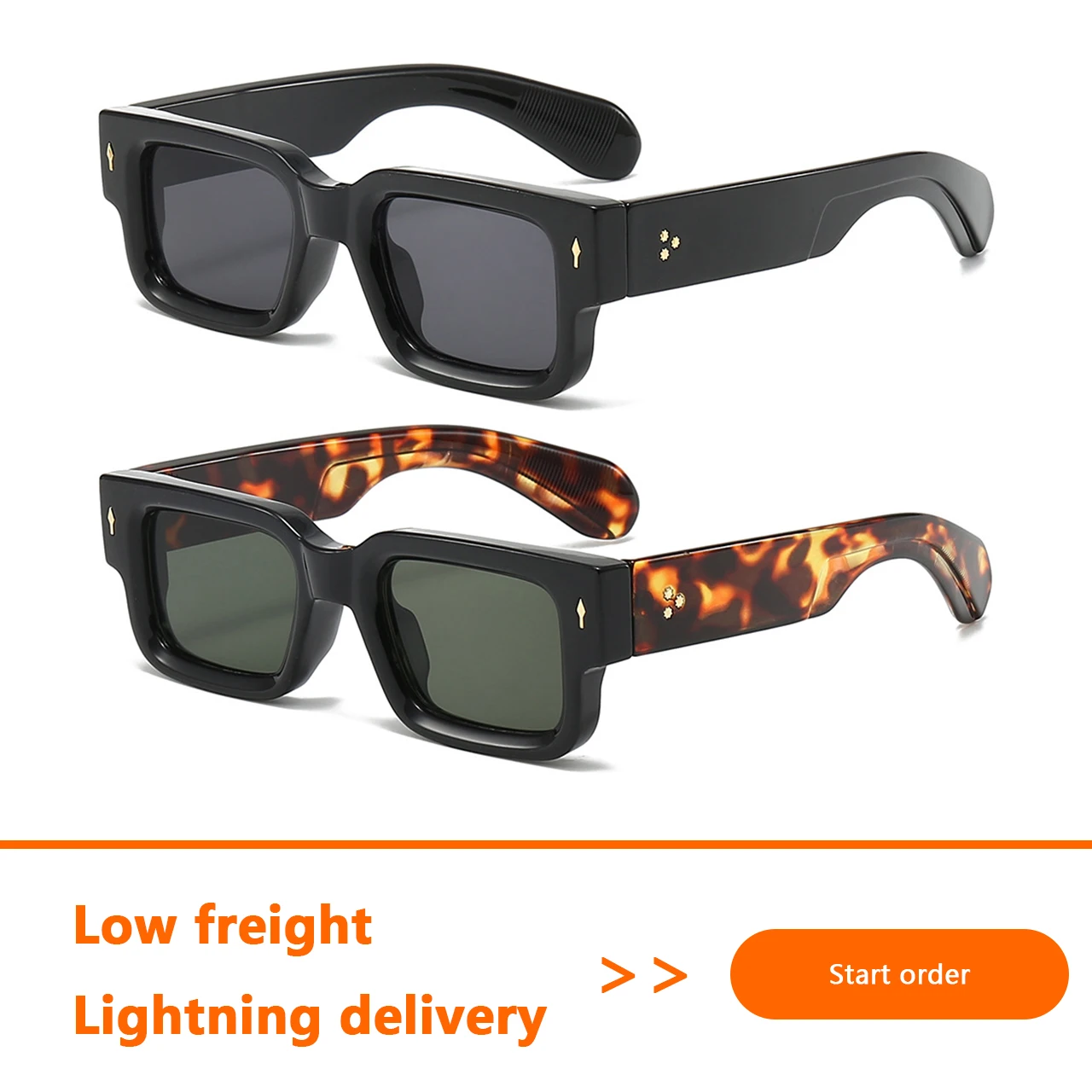 Hot Sale Fashion Trend Anti UV Thick Frame Small Retro Shades UV400 Men Women Classical Designer Brand Square Vintage Sunglasses