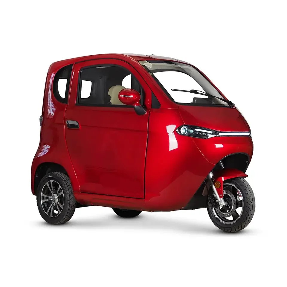 red fully enclosed electric tricycle kabinenroller 1500w 45kmh Europe charger old people electric mini rickshaw tricycle