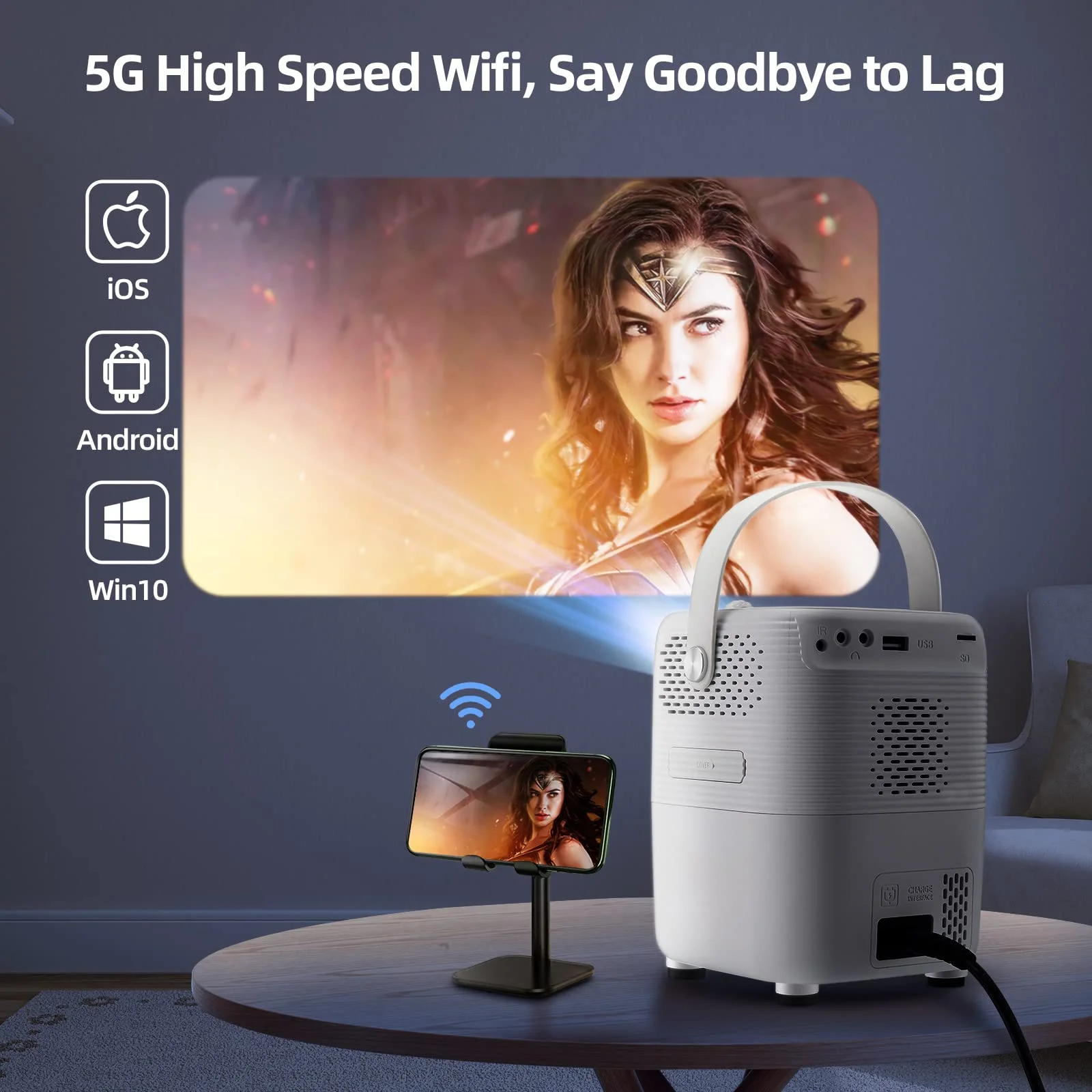 Factory Direct Sales Android Projector A007 1080p Led Portable Smart Projector For Outdoor Meetings Home Theaters