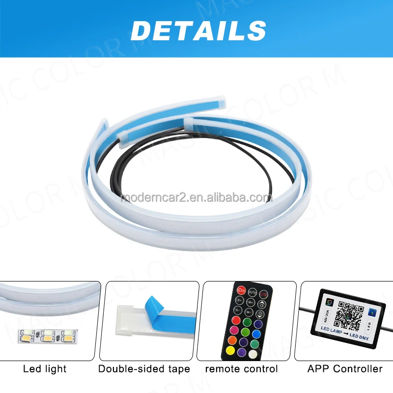 2X Music Flexible Headlight DRL Lights Daytime Running Lamp Dream Color Multicolor Day Turn Signal APP White Red Yellow Blue