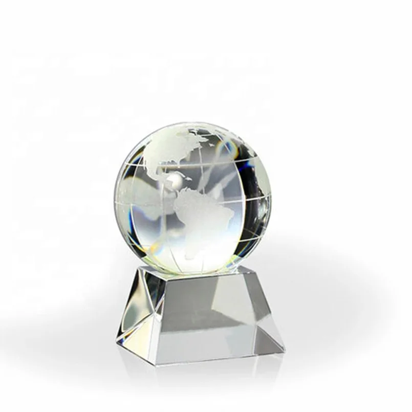 Office Decorative Souvenir Business Gifts Crystal Globe Ball World Paperweight for Desk Top Decoration