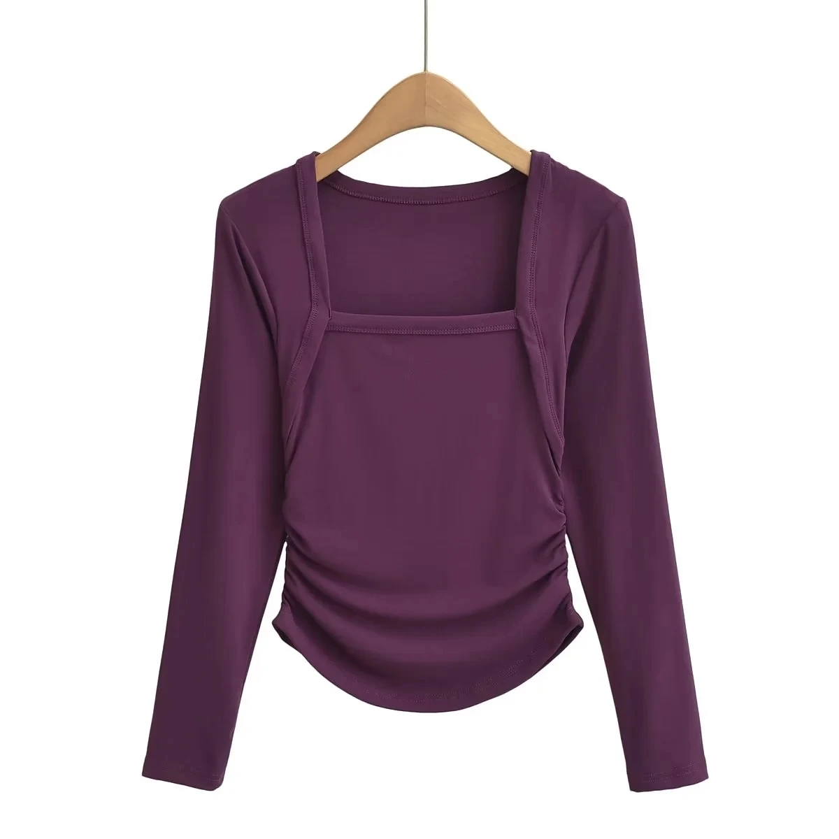 4 colorway square collar solid color long sleeve casual fashion women t shirts
