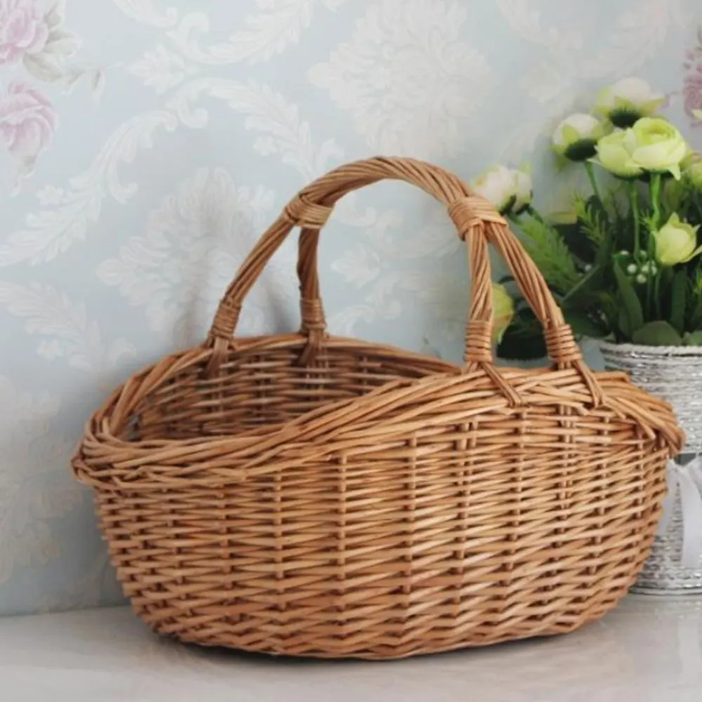 Hand-woven Wicker Willow Flower Baskets with Handles for Wedding Flower Arrangement
