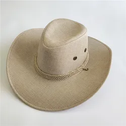 Wholesale summer wide brim adult unisex western cowboy hats with string
