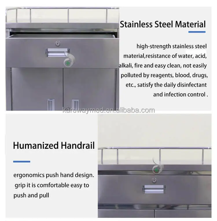 China Guangdong Foshan Stainless Steel Hospital Usage Medicine Trolley Cart