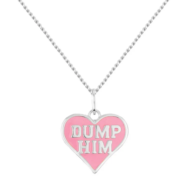 Factory custom heart love pendant stainless steel pink enamel jewelry silver heart necklace