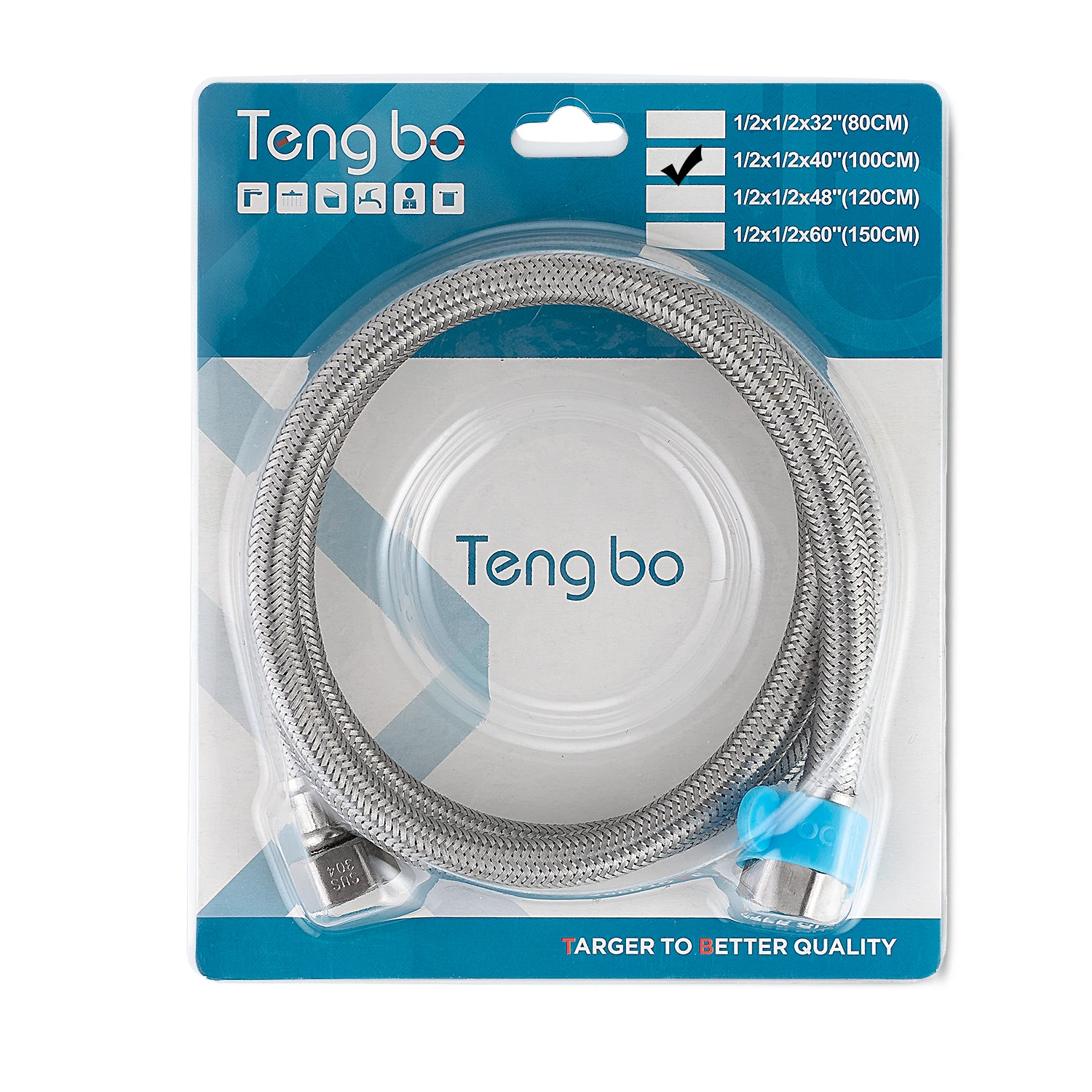 SSA801 TengBo Stainless Steel 304 Selang Fleksibel Toilet Plumbing Hoses ss Wire Braided Flexible Rubber Hose For Faucet
