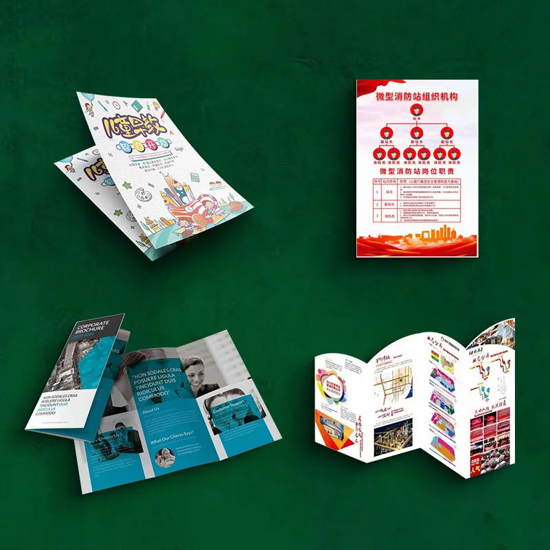 Free design and production of double-sided color page advertising paper folding leaflets brochure