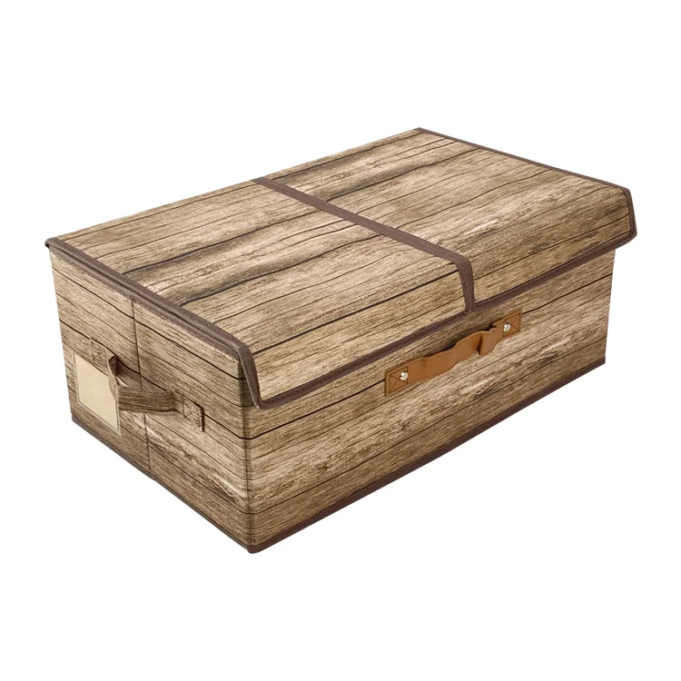 Складная коробка для хранения под заказ с деревянным узором многофункциональный бытовой Органайзер с крышкой для защиты окружающей среды для хранения одежды