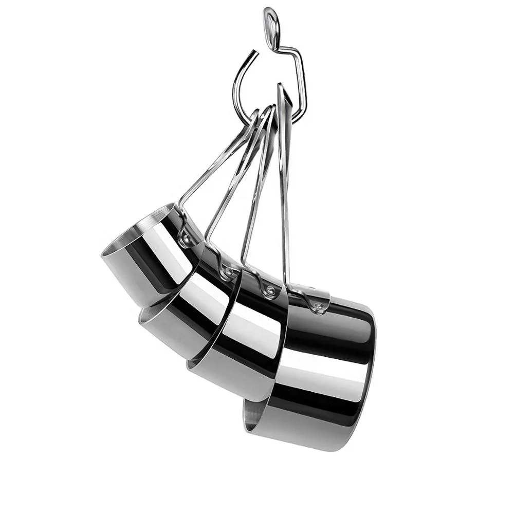 Unbreakable 4 Piece Riveted Handle Stainless Steel Measuring Cups