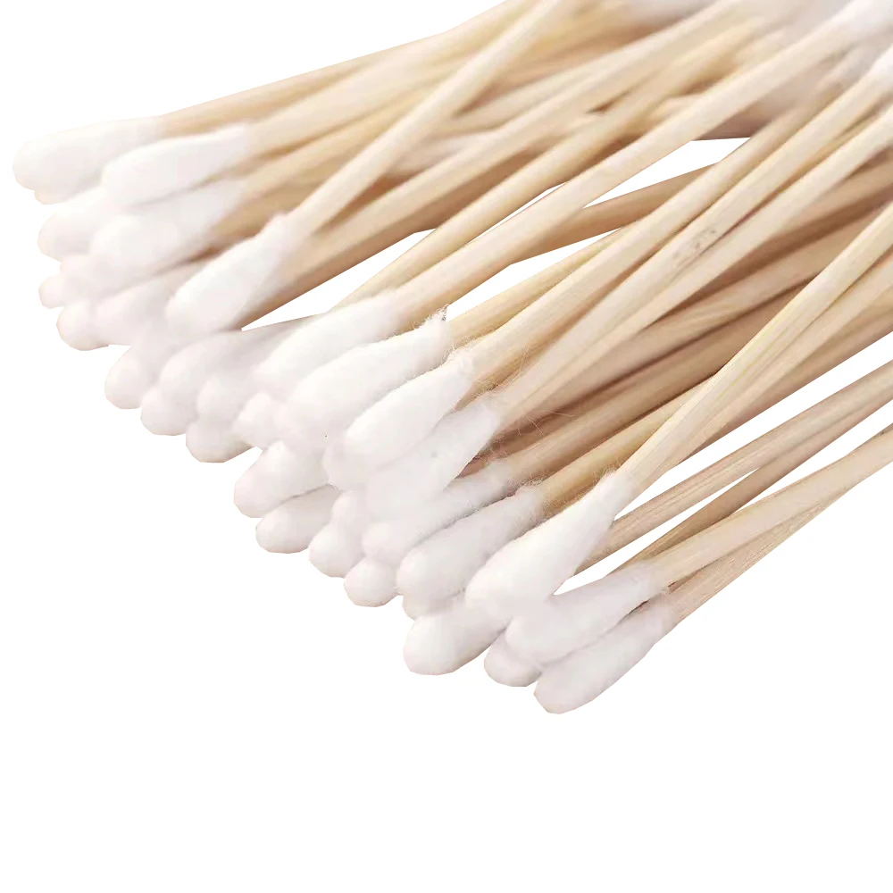 2024 whole sale 200 Pcs Medical Cotton Swab with Bamboo or Wooden Stick Cotton Bud in medical
