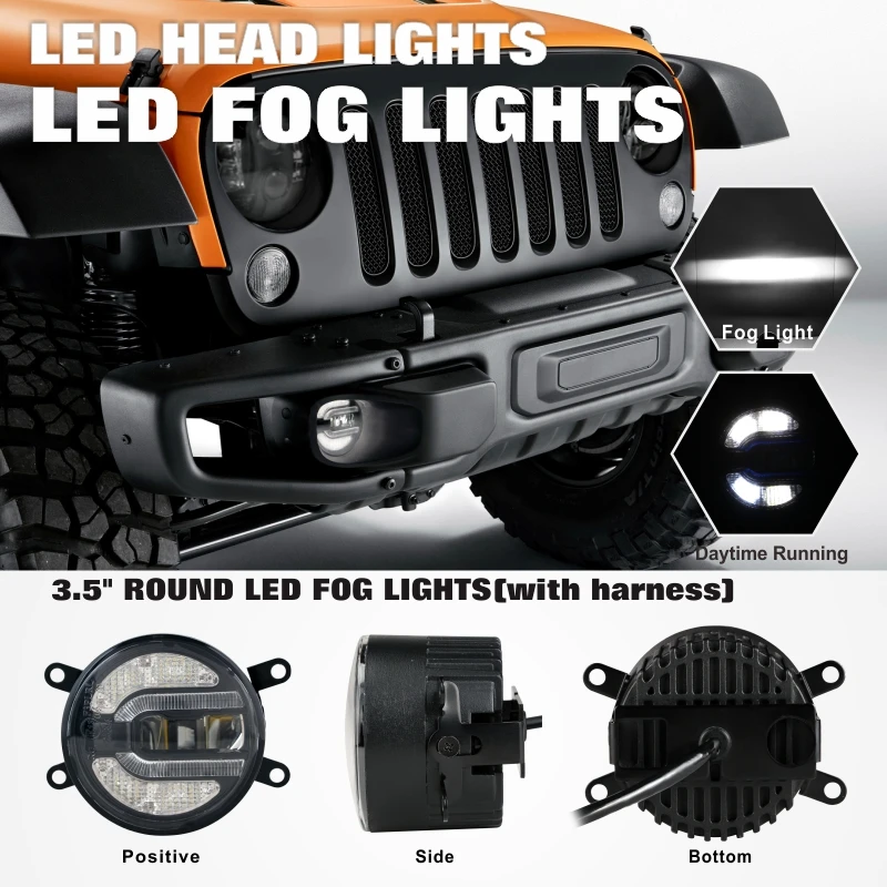 Tuff Plus 3 5 дюймов DRL круглая Автомобильная фара проектора внедорожника мотоцикла светодиодная