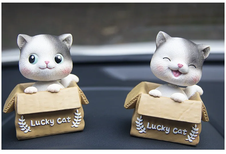 Lucky Cat  Shake Head Cute Cat Latest Car Accessories Decoration Car-Styling Auto Shaking Toys Resin ornaments