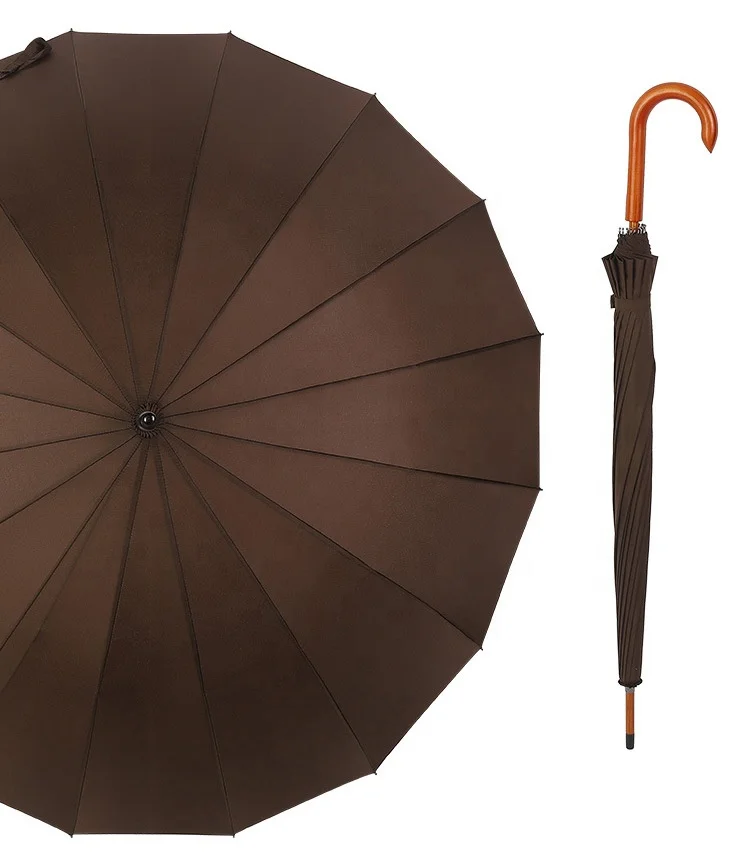 Factory Wholesale Cheap Hot Sale J Type Wooden Handle Straight Pole Wooden Umbrella Custom Automatic Umbrella