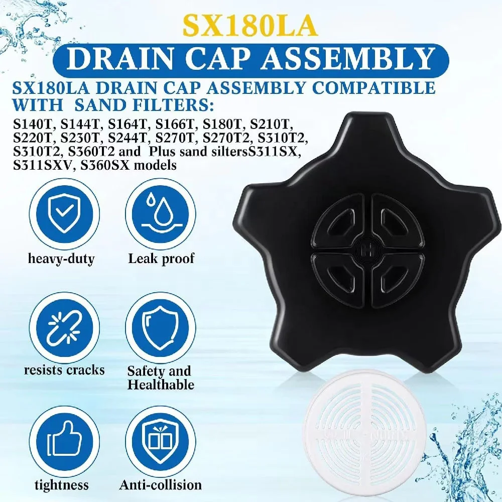 ECX270861 Pressure Gauge Replacement Drain Cap Pool Pump Pipe Plug with Gasket Compatible with Hayward Sand Filter