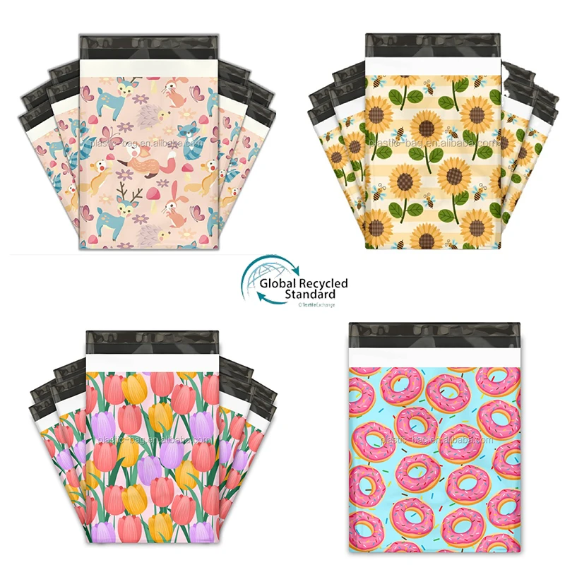 Компостируемый красочный дизайн упаковочные конверты полиэтиленовые почтовые пакеты с розовым принтом пластиковая Курьерская сумка для одежды Полиэтиленовая