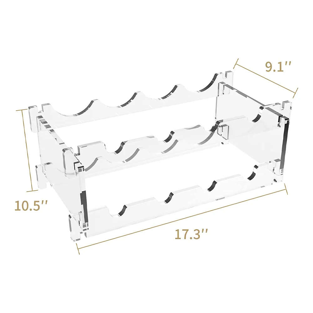 Transparent Acrylic 8 Bottle Wine Rack Stackable Modular Countertop Small Wine Glass Holder 2-Tier Display Wine Storage Shelves