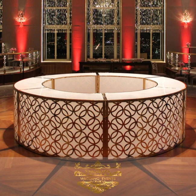 Round mobile night club growing curved bar counter for event