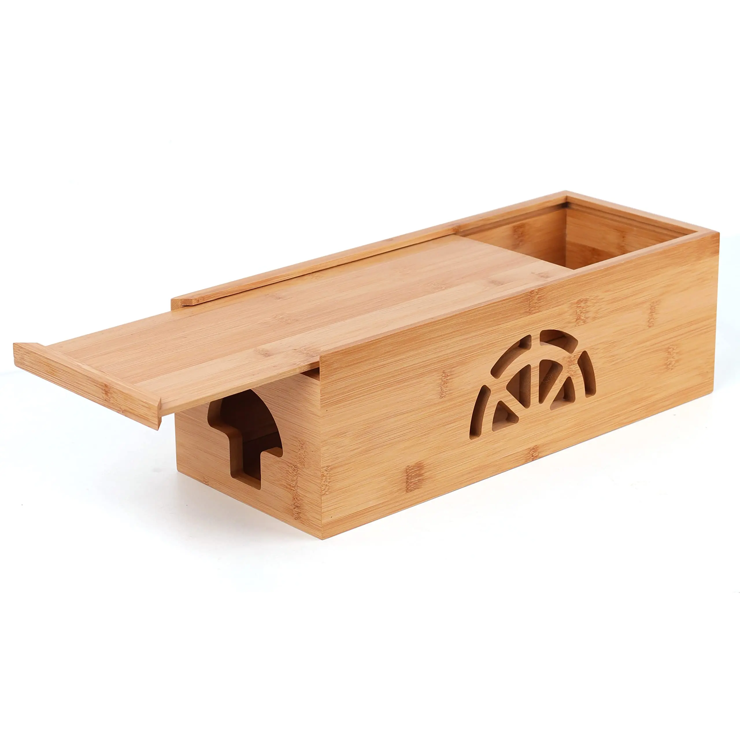 Extra Large Cable Management Box with Lid, Bamboo Cable Box for Cords, Power Strips or Surge Protectors