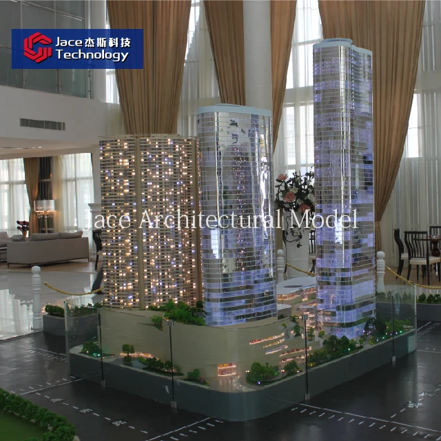 Office Building Architectural Scale Model Maker of Residential Apartments With Led Light For Sale