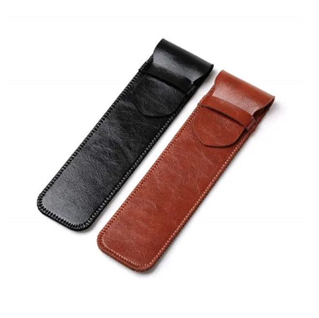 PU Leather pen case simple style business pen case compact and lightweight pencil case