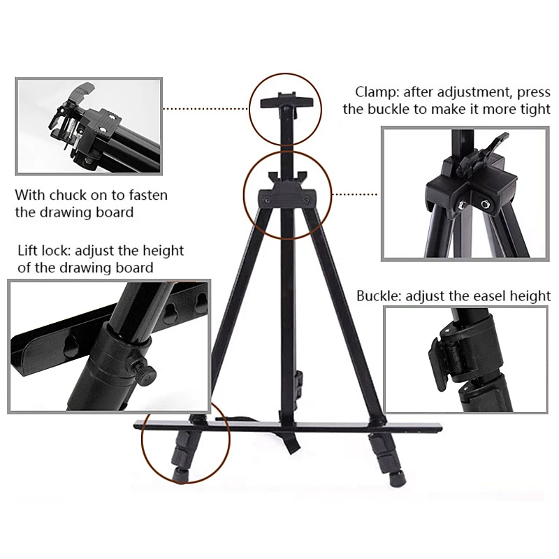 66 inches tall folding display artist easel stand with carry bag for floor/table-top drawing and displaying