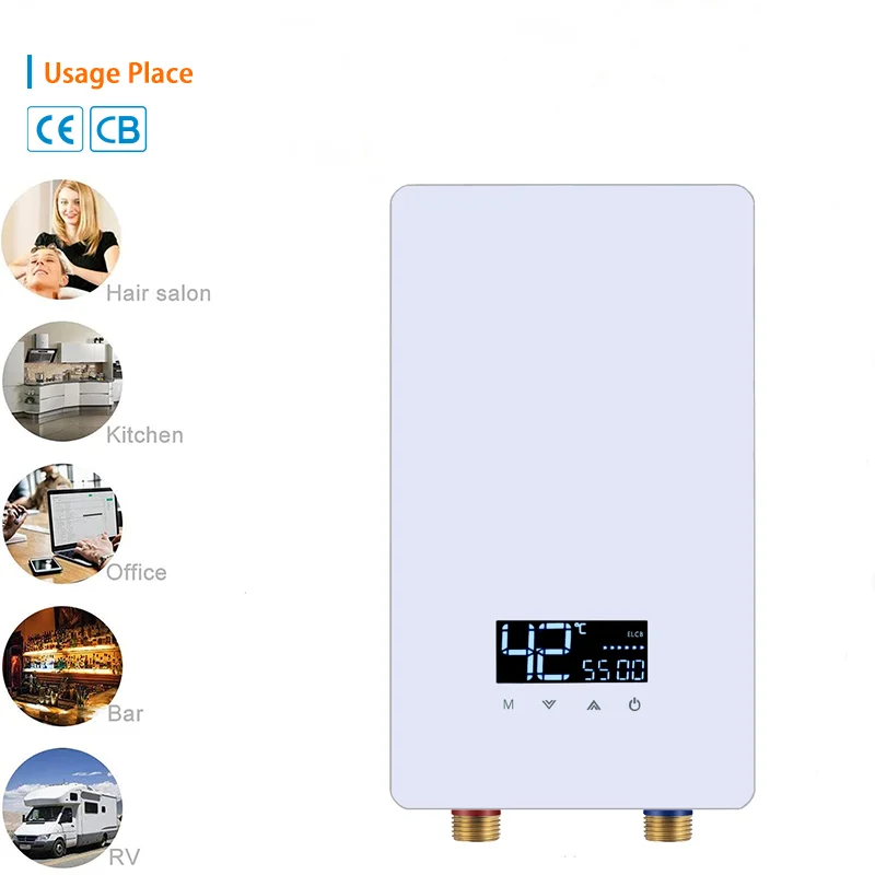 220V 8.5KW Low Price Portable Mini shower tankless water heater for hotel use