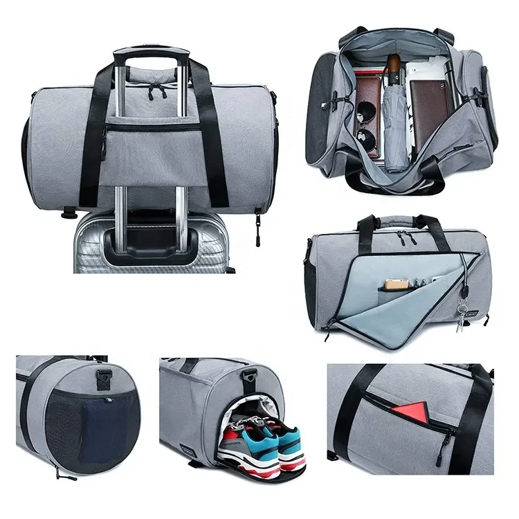 New Style Custom LOGO Multi-Functional Carry-on Waterproof Travel Weekender Shoe Compartment Sports Gym Duffel Bag