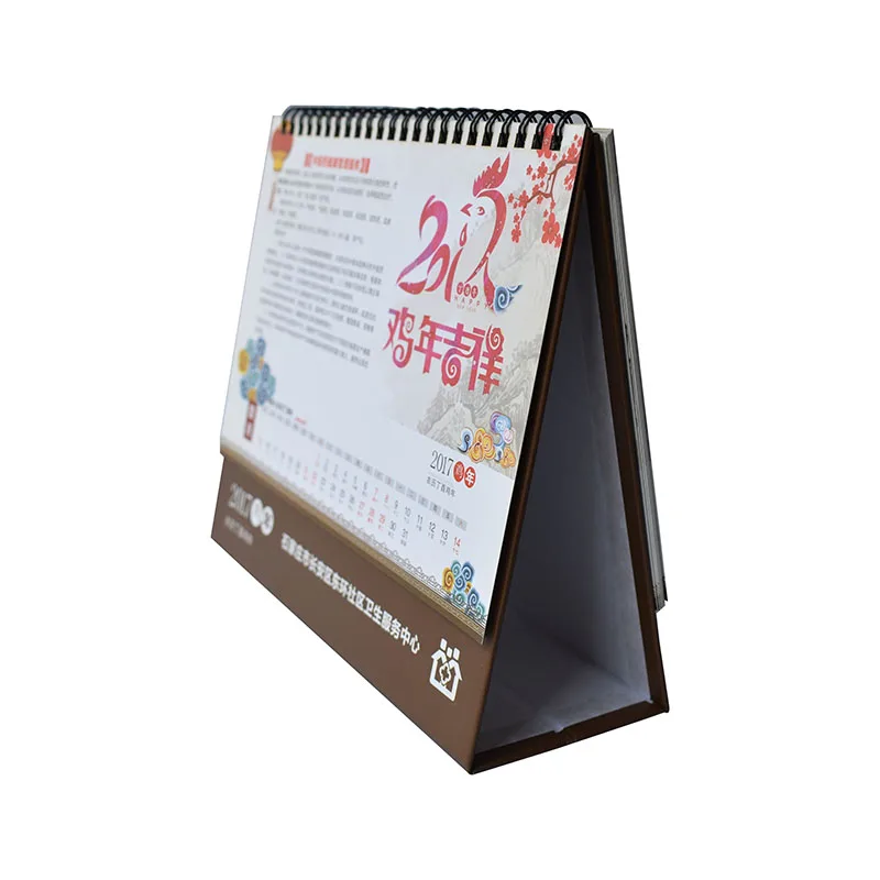 Promotion Custom daily desk calendar printing Monthly weekly Days Wire-O Stand Flip Desk Calendar