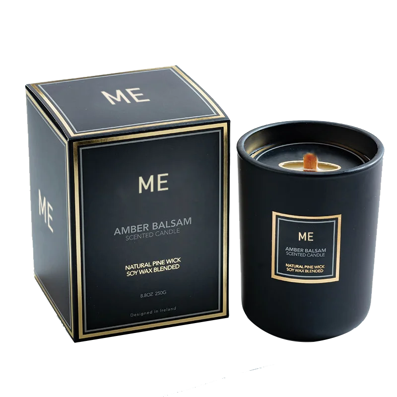 Mescente Luxury Custom Glass Bottle Woodwick Strong Scented Soy Candles, Wood Wick Candle