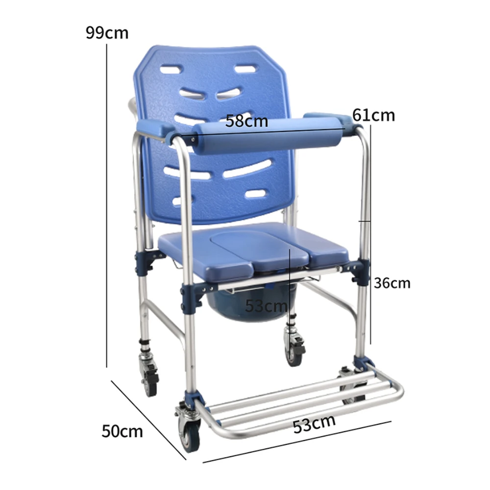 High quality medical toilet commode chair with wheels for disabled people