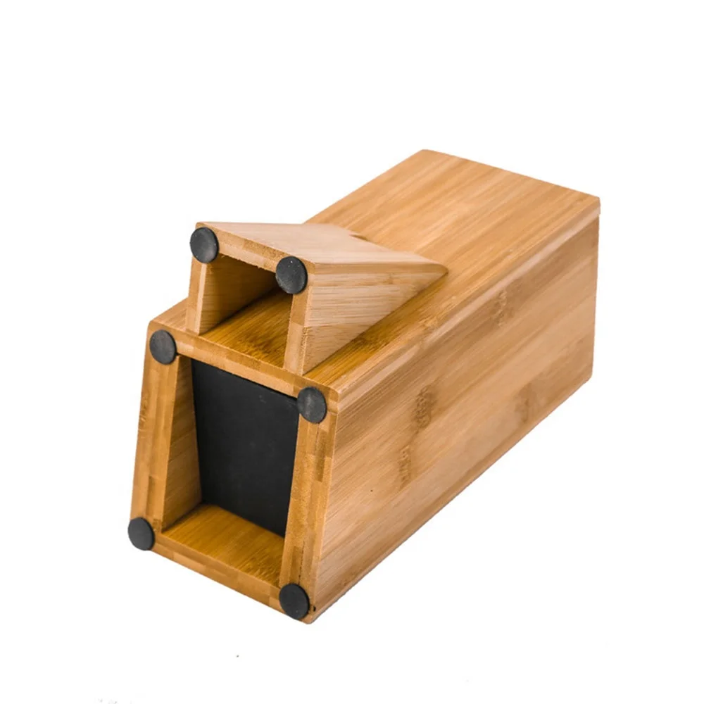 Knife Holder Natural Bamboo Wood Multifunctional Hollow PP Plastic Core Insert Smooth Kitchen Knife Tool Stand Storage Rack