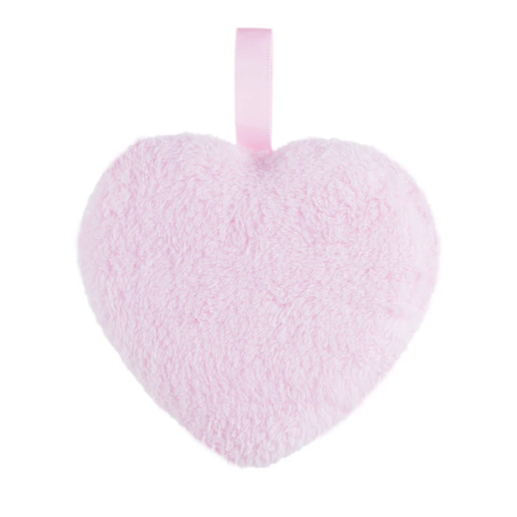 Private Label Reusable Cosmetic Product Face Makeup Cleansing Towel Cloth Tool Pink Love Heart Microfiber Cotton Remover Pad
