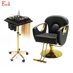Wholesale Custom Modern Fashion Gold Other Hair Salon Furniture Set Salon Trolley Barber Chairs For Sale