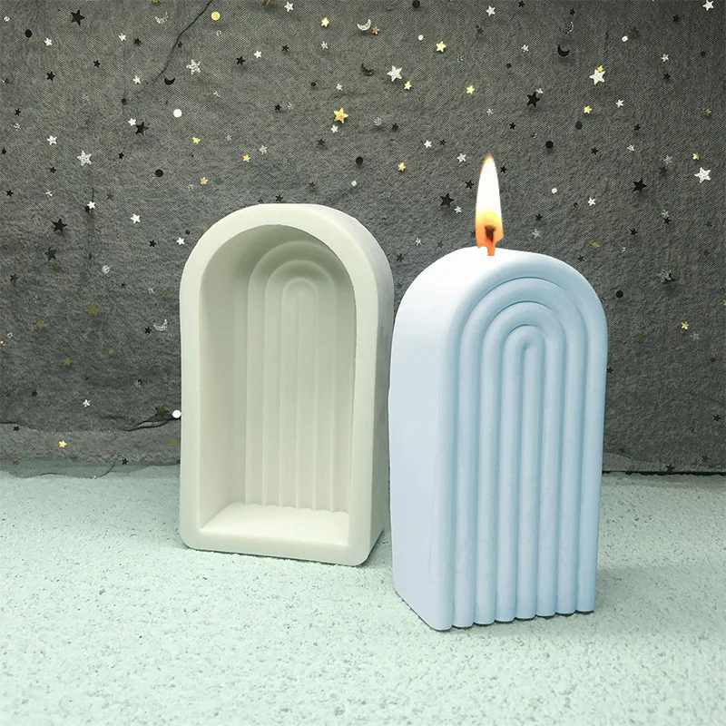 Geometric Arch N Shaped Pillar Molds For Candles Long Silicone Pillar Candle Mold