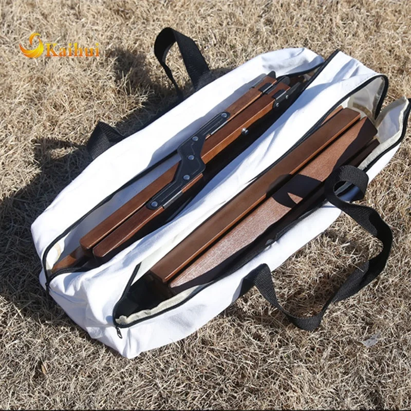 Motion Camping Solid Wood Roll Table 600 Black Beech Wood Folding Picnic Table Bag Included