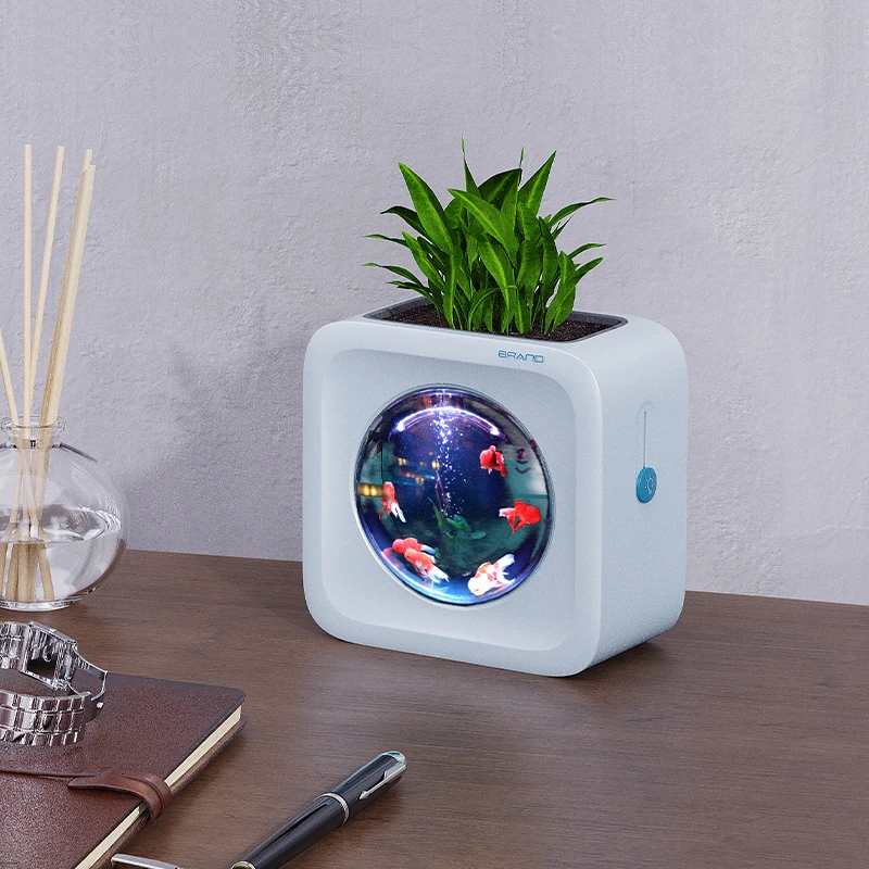 
2W RGB light acrylic eco lamp led aquarium plants led lamp led light aquarium led bulb desk aquarium for bedroom office 