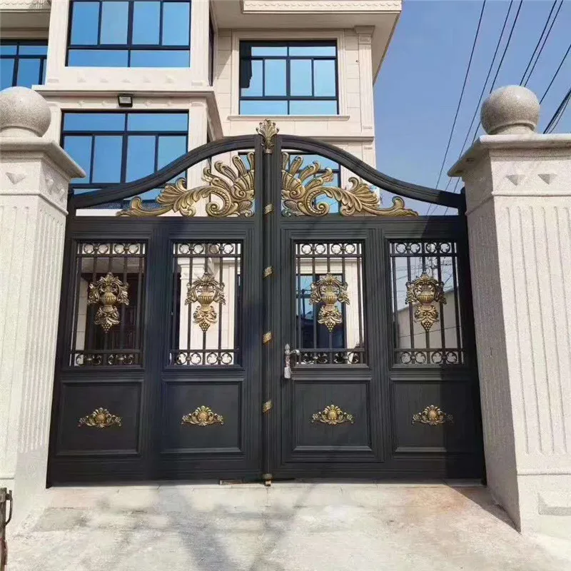 Luxury design round style main gate front security steel door villa  luxury villa smart door lock metal door for villa