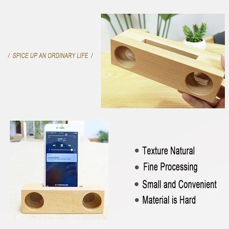 Wholesale Wooden Loudspeaker Phone Holder Bamboo Wood Phone Base Music Loud Natural Sound Speakers