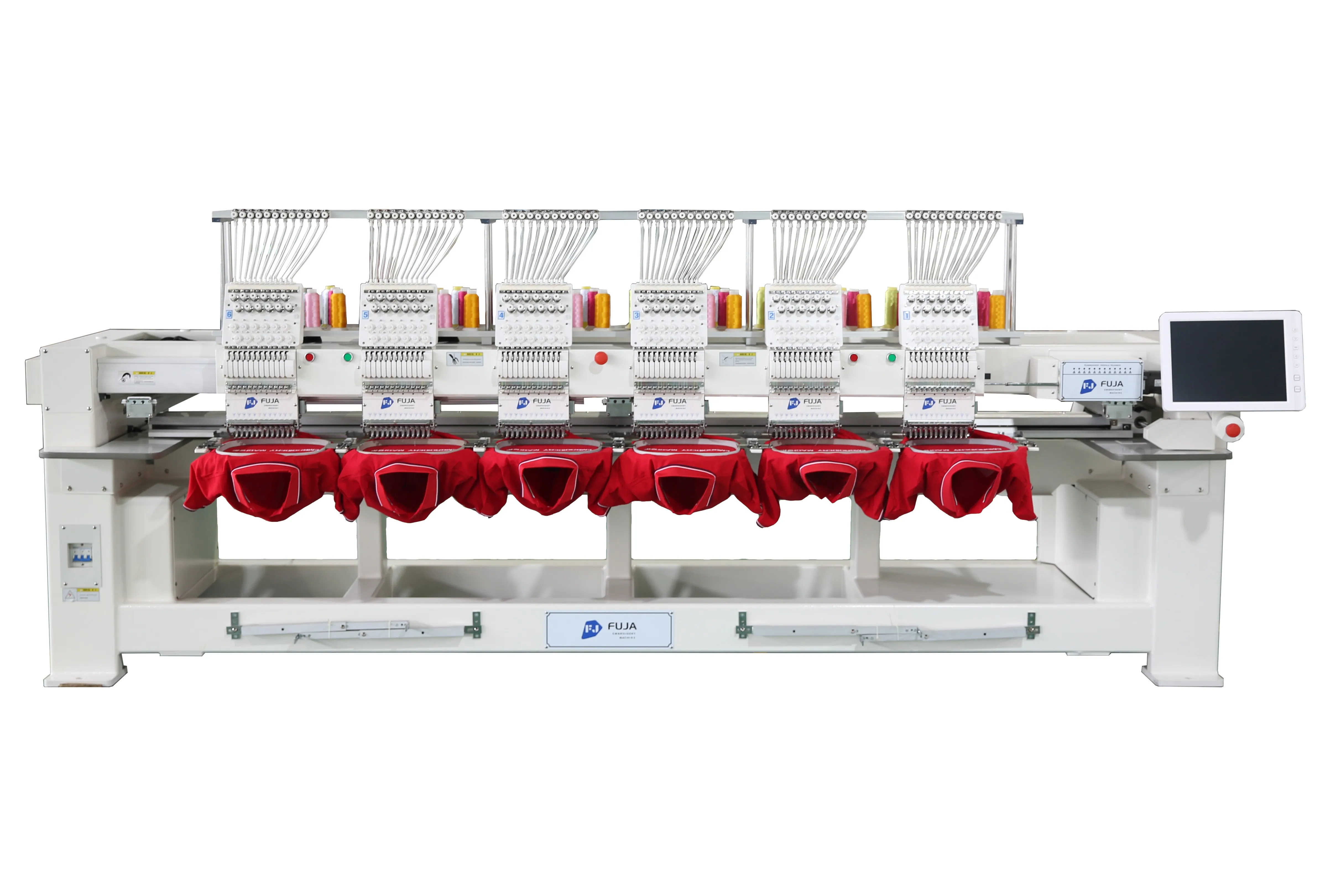 FUJA High Quality Industrial T shirt Hat 6 Heads 12 Colors Computerized Tajima DST Format Embroidery Machine Price