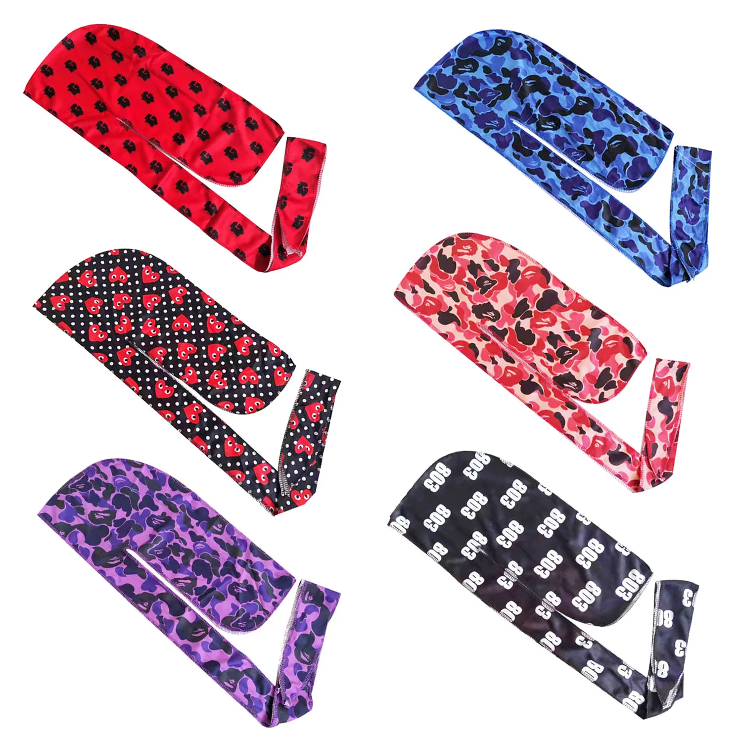 2020 fashionable wholesale custom logo designer durags design camouflage du rag men bulk vendor